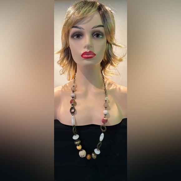 Boho Mixed Bead Statement Necklace -
Adjustable - Picture 3 of 6